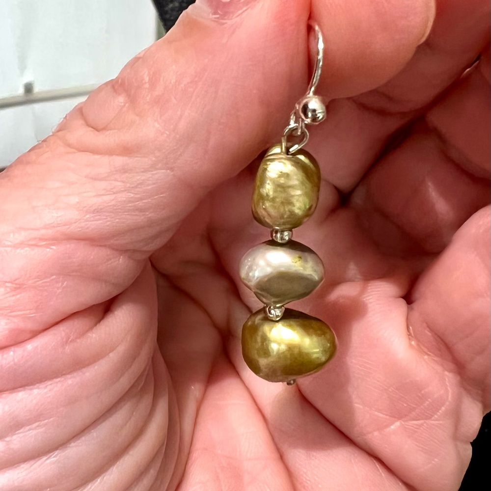 Triple drop cultured pearl earrings